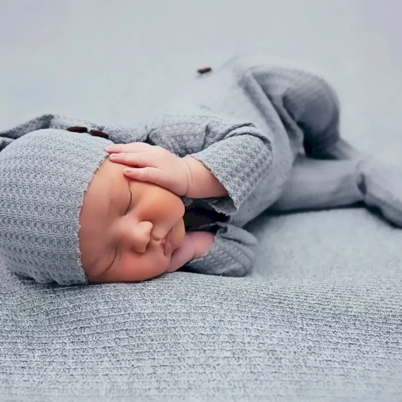 Wholesale Newborn Baby Infant Knitted Jumpsuits Cap Two-Piece Set - Image 3