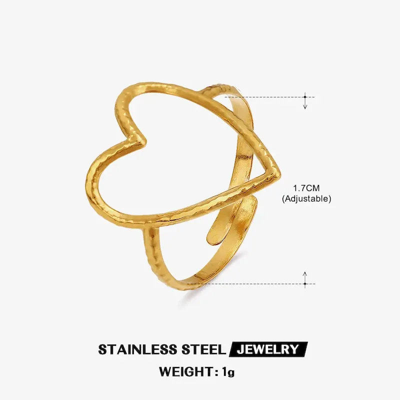 Wholesale Simple Fashion Stainless Steel Heart Ring - Image 25