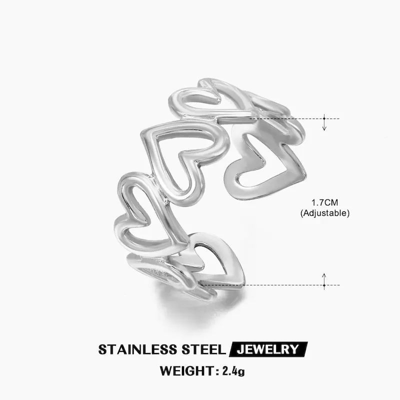 Wholesale Simple Fashion Stainless Steel Heart Ring - Image 8