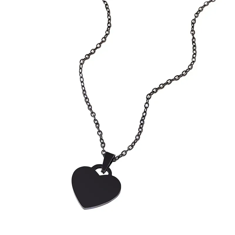 Wholesale Fashion Simple Custom Laser Engraving Heart Shaped Pendant Stainless Steel Necklace - Image 4