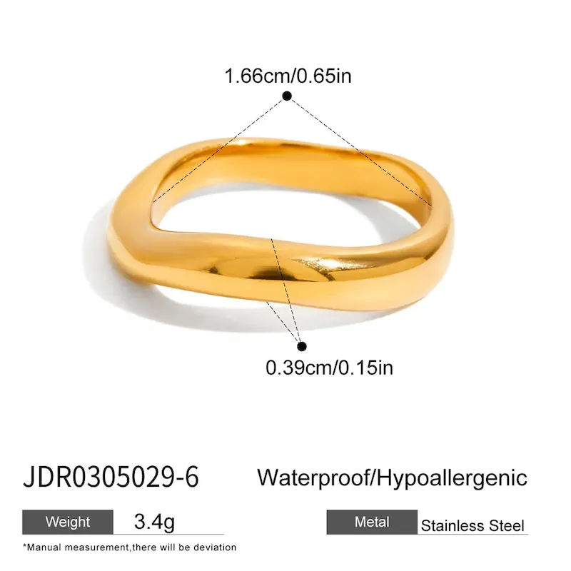 Wholesale Stainless Steel Women Simple Water Drop Gemstone Ring - Image 12