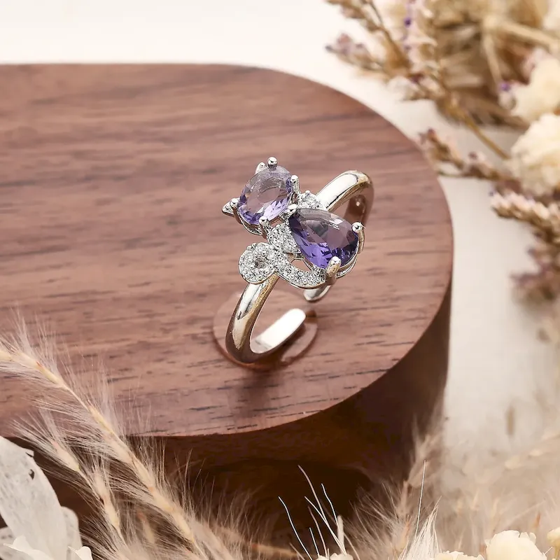 Wholesale Women Fashion Micro-Inlaid Zircon Multicolor Cat Open Ring - Image 7