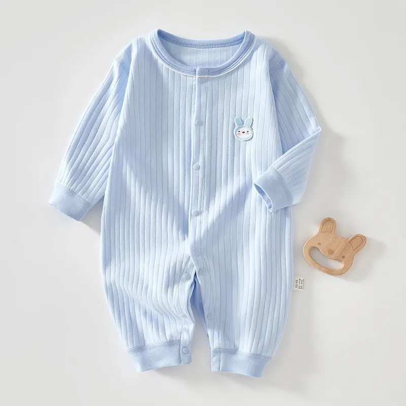 Wholesale Kids Baby Boys Girls Casual Cute Solid Color Cartoon Print Long Sleeve Romper - Image 10