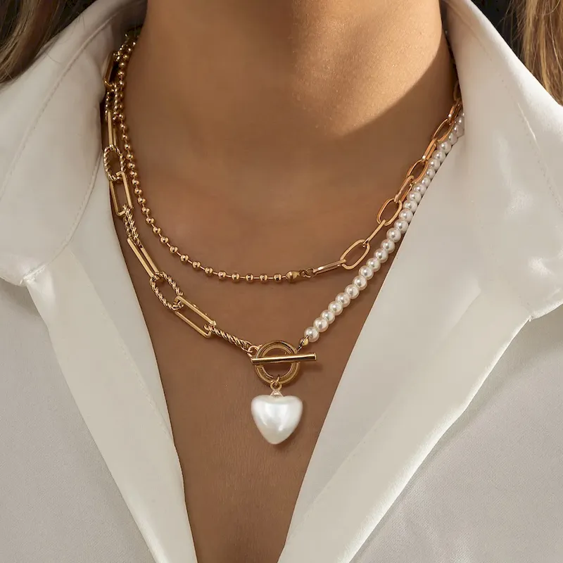 Wholesale Fashion Long Round Bead Chain Stacked Multilayer Necklace
