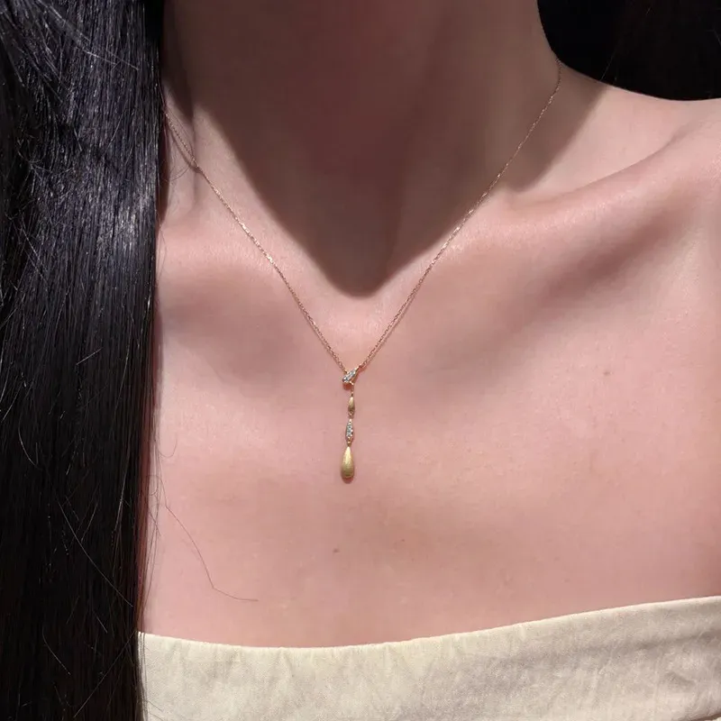 Wholesale Women Fashion Simple Water Drop Tassel Necklace