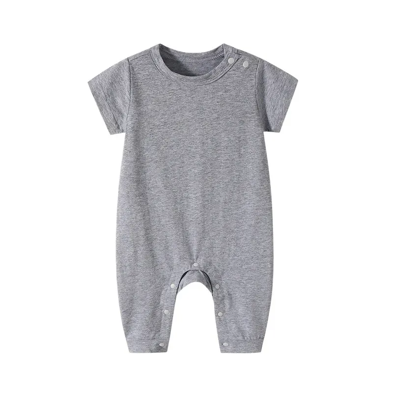 Wholesale Kids Baby Boys Girls Casual Cute Solid Color Short Sleeve Round Neck Romper - Image 11