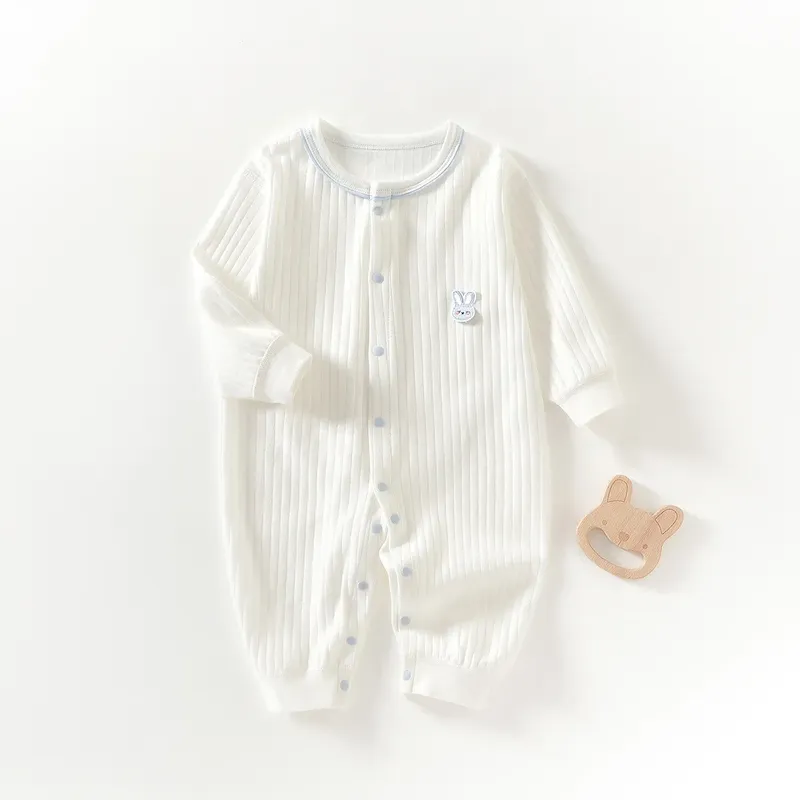 Wholesale Kids Baby Boys Girls Casual Cute Solid Color Cartoon Print Long Sleeve Romper - Image 13