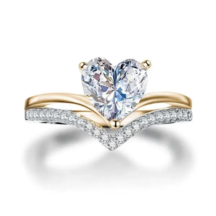 Wholesale Women Fashion Simple Heart-Shaped Zircon Ring - Image 5