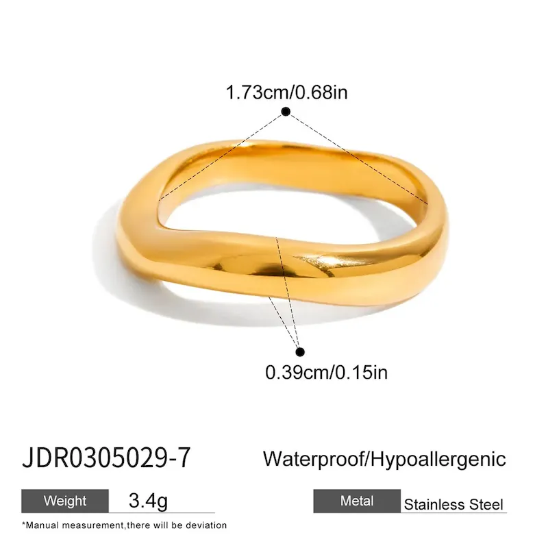 Wholesale Stainless Steel Women Simple Water Drop Gemstone Ring - Image 13