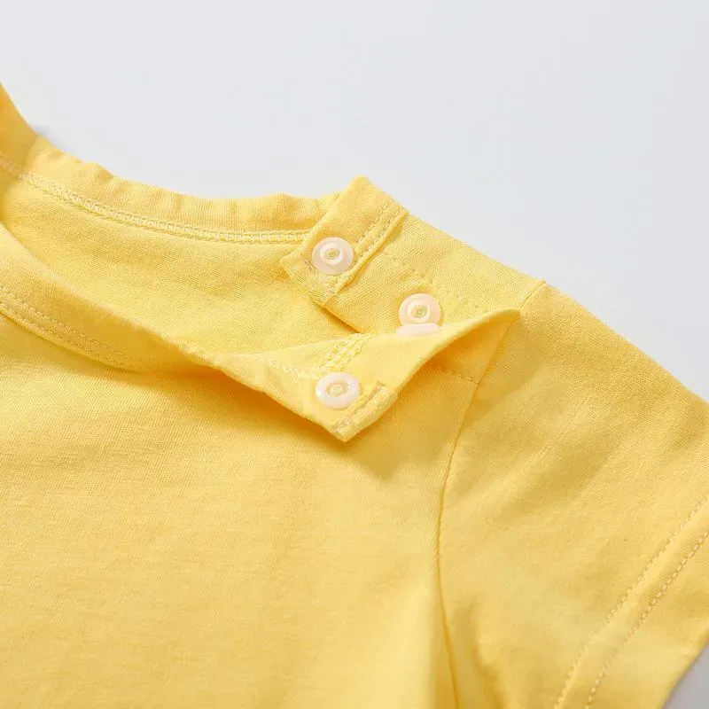 Wholesale Kids Baby Boys Girls Casual Cute Solid Color Short Sleeve Round Neck Romper - Image 6