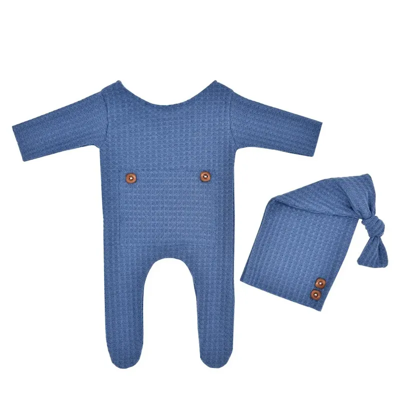 Wholesale Newborn Baby Infant Knitted Jumpsuits Cap Two-Piece Set - Image 6