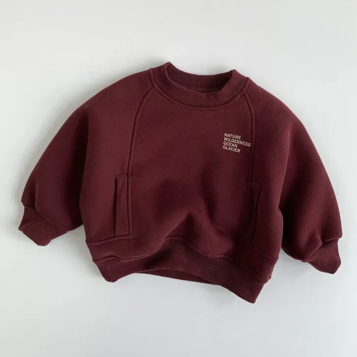 Wholesale Children'S Fashion Casual Fleece-Lined Thickened Long-Sleeve Sweatshirt - Image 4