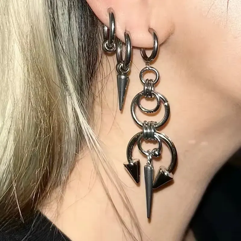 Wholesale Women Fashion Gothic Double Pointed Cone Earrings