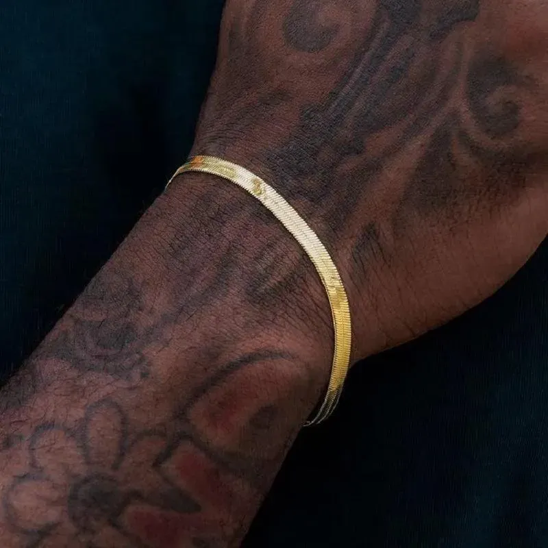 Wholesale Women Men Steel Gold Snake Bone Chain Bracelet - Image 3
