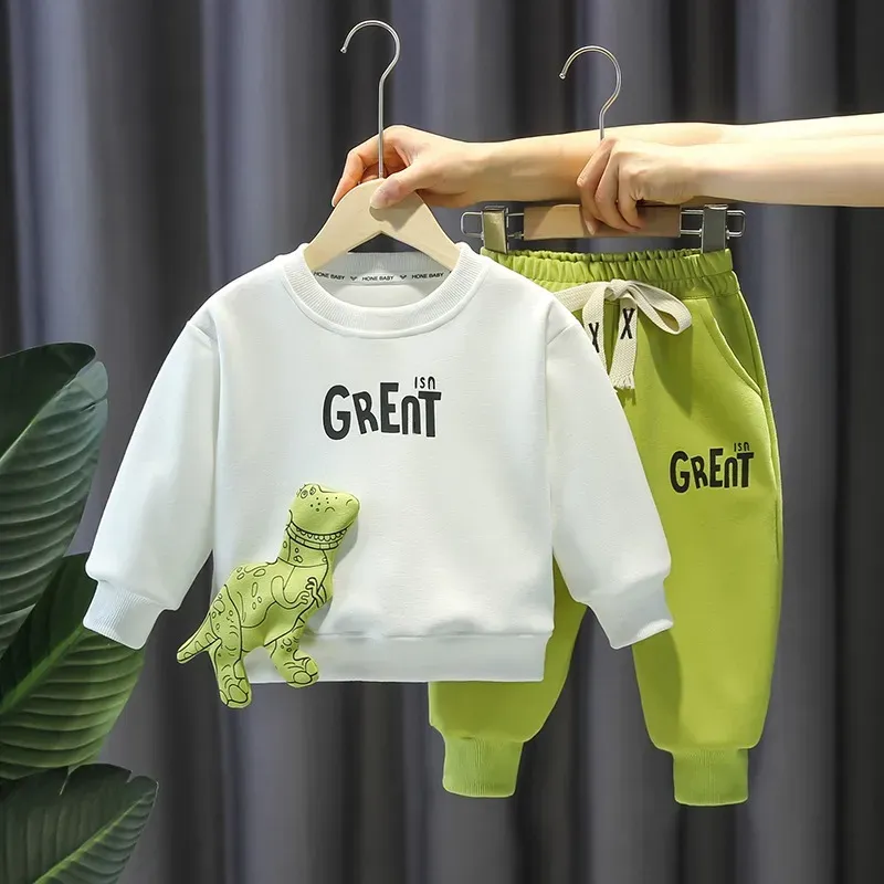 Wholesale Boy'S Casual Cartoon Dinosaur Sweater Two-Piece Set - Image 6