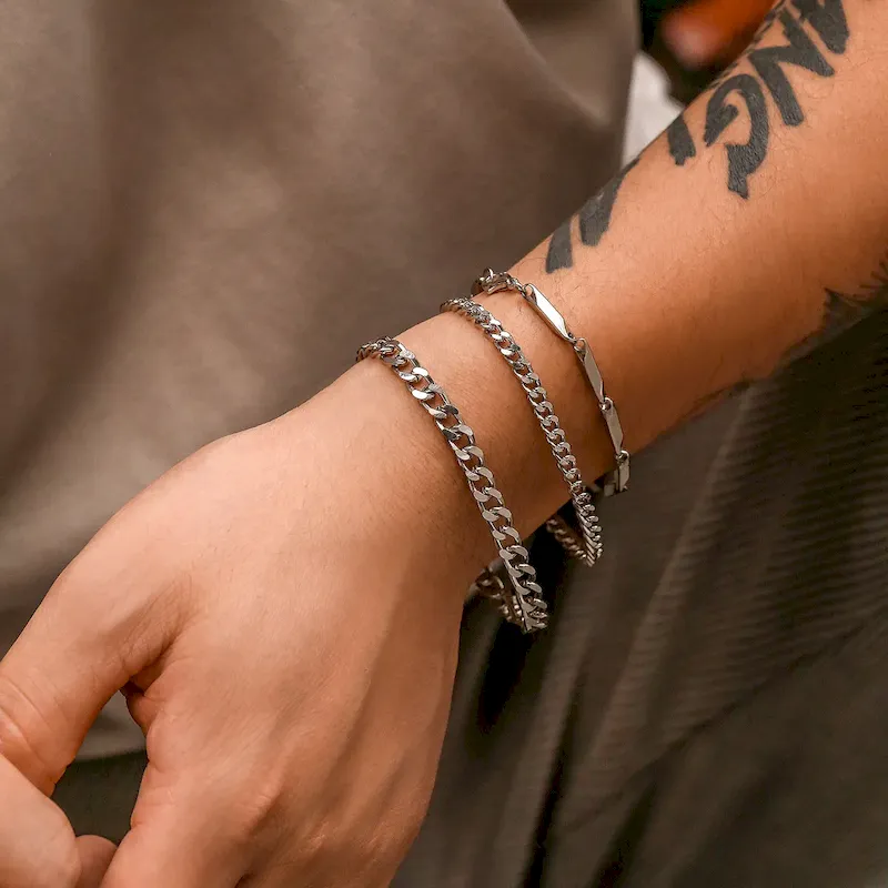 Wholesale Men Fashion Titanium Steel Bamboo Chain Bracelet Three-Piece Set