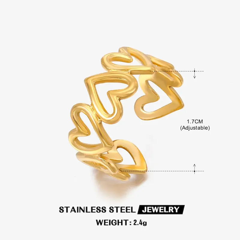 Wholesale Simple Fashion Stainless Steel Heart Ring - Image 7