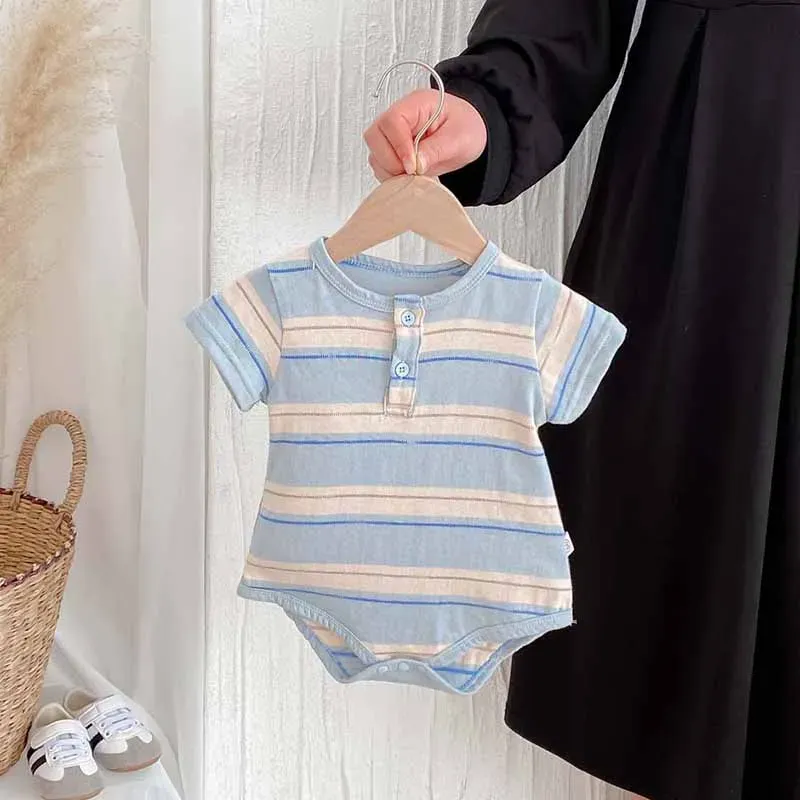 Wholesale Kids Baby Boys Girls Casual Cute Stripe Romper - Image 3