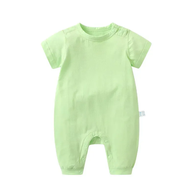 Wholesale Kids Baby Boys Girls Casual Cute Solid Color Short Sleeve Round Neck Romper - Image 10