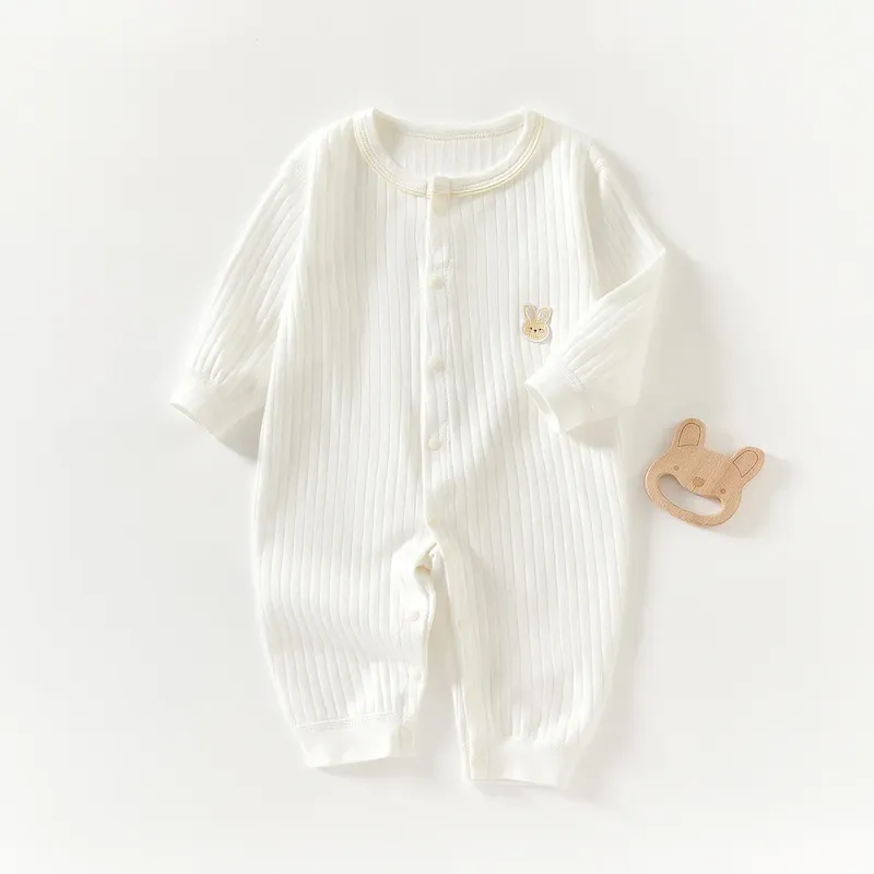Wholesale Kids Baby Boys Girls Casual Cute Solid Color Cartoon Print Long Sleeve Romper - Image 12