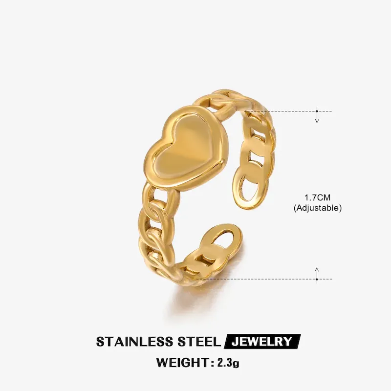 Wholesale Simple Fashion Stainless Steel Heart Ring - Image 35