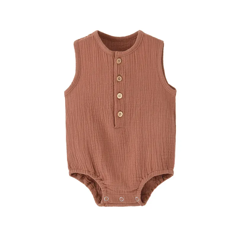Wholesale Kids Baby Boys And Girls Fashion Solid Color Sleeveless Rompers - Image 11